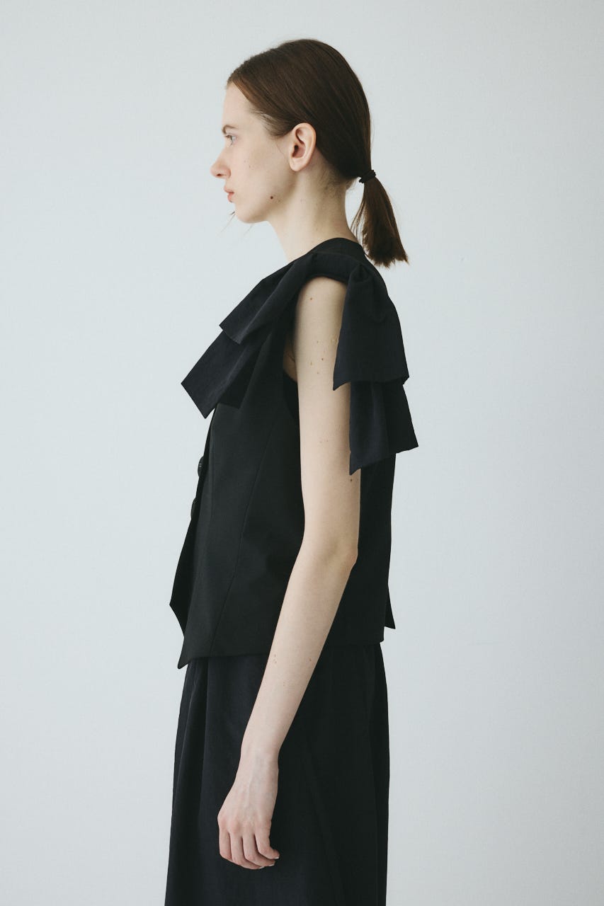 【ポイントアップ+4％対象商品】［予約］Ribbon shoulder vest BLK FREE