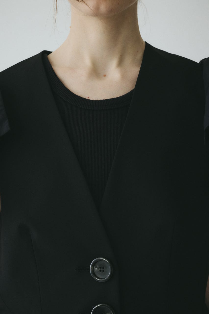 【ポイントアップ+4％対象商品】［予約］Ribbon shoulder vest BLK FREE