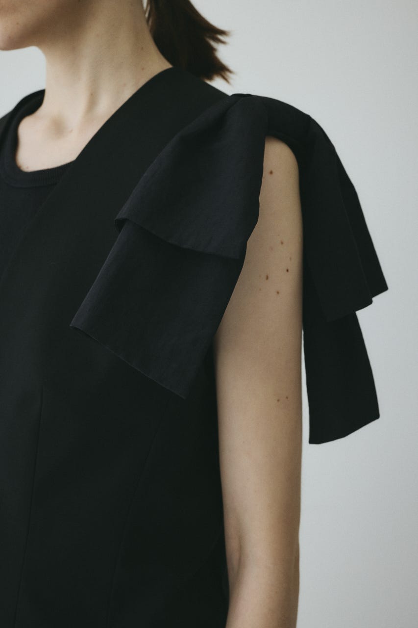【ポイントアップ+4％対象商品】［予約］Ribbon shoulder vest BLK FREE