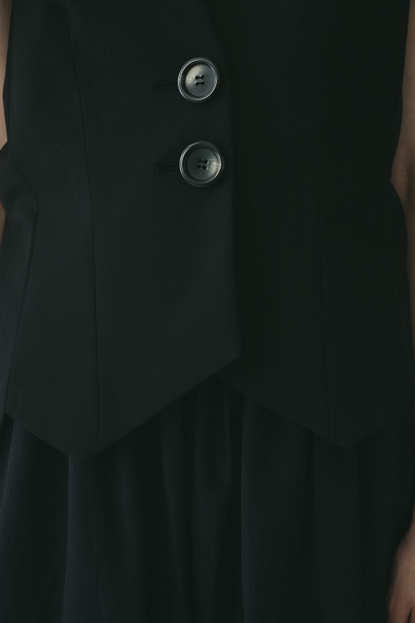 【ポイントアップ+4％対象商品】［予約］Ribbon shoulder vest BLK FREE