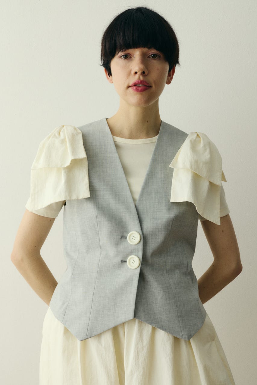 【ポイントアップ+4％対象商品】［予約］Ribbon shoulder vest L/GRY FREE
