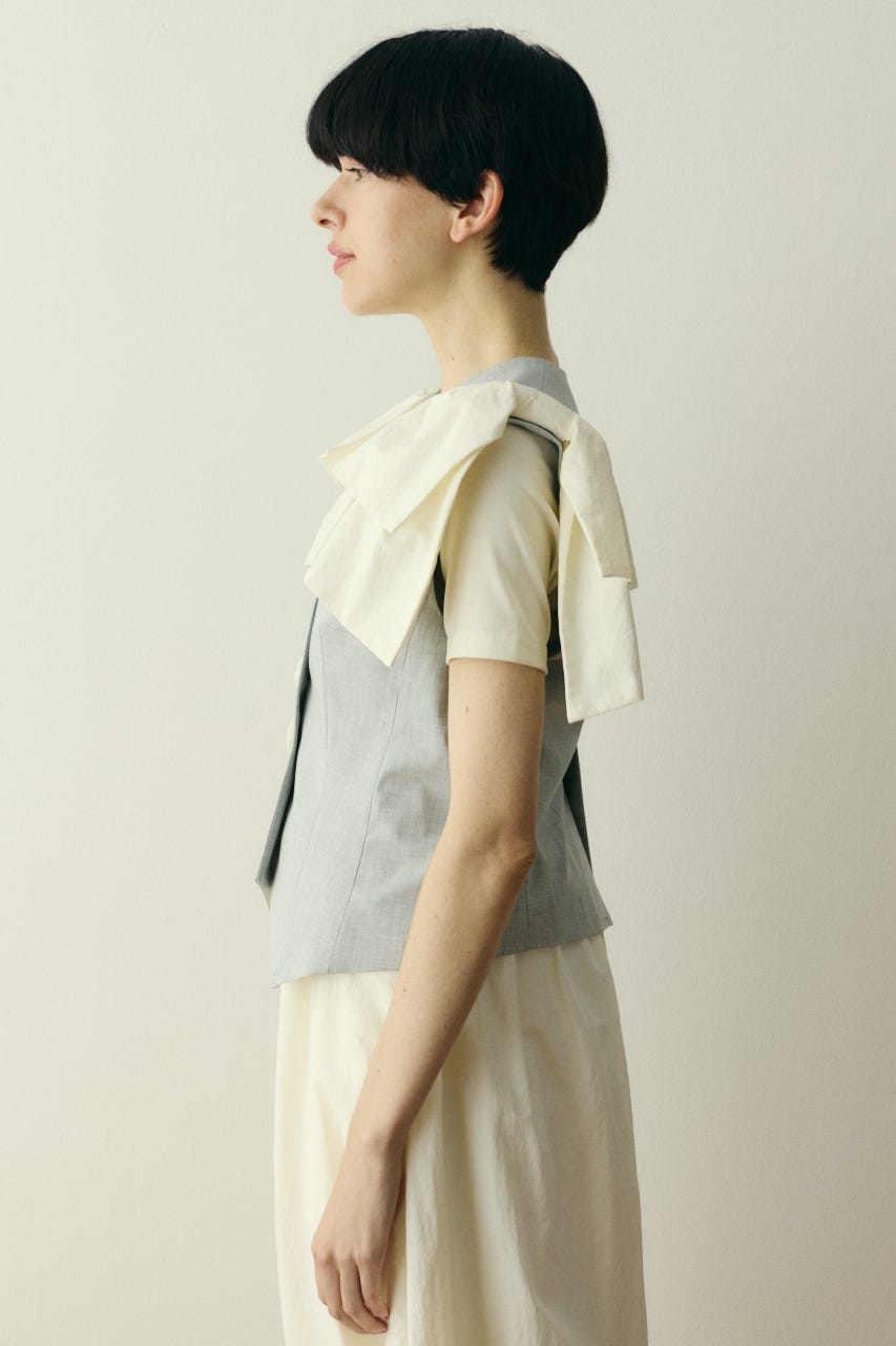 【ポイントアップ+4％対象商品】［予約］Ribbon shoulder vest L/GRY FREE