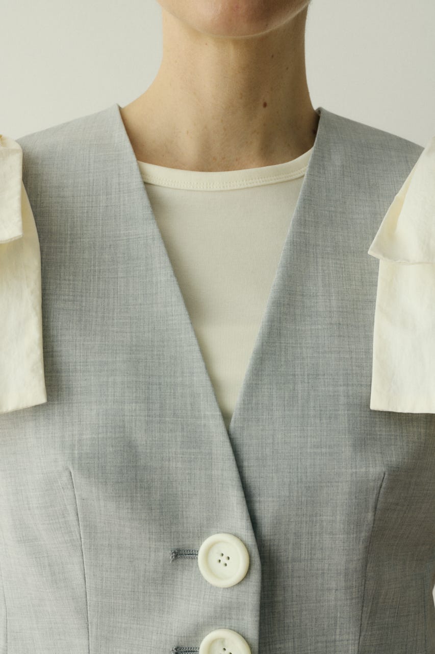 【ポイントアップ+4％対象商品】［予約］Ribbon shoulder vest L/GRY FREE