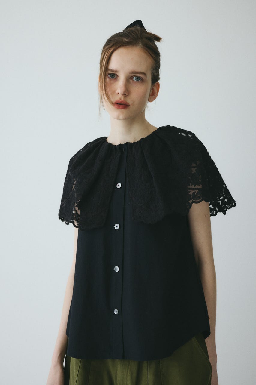 【ポイントアップ+4％対象商品】［予約］Lace cape blouse BLK FREE