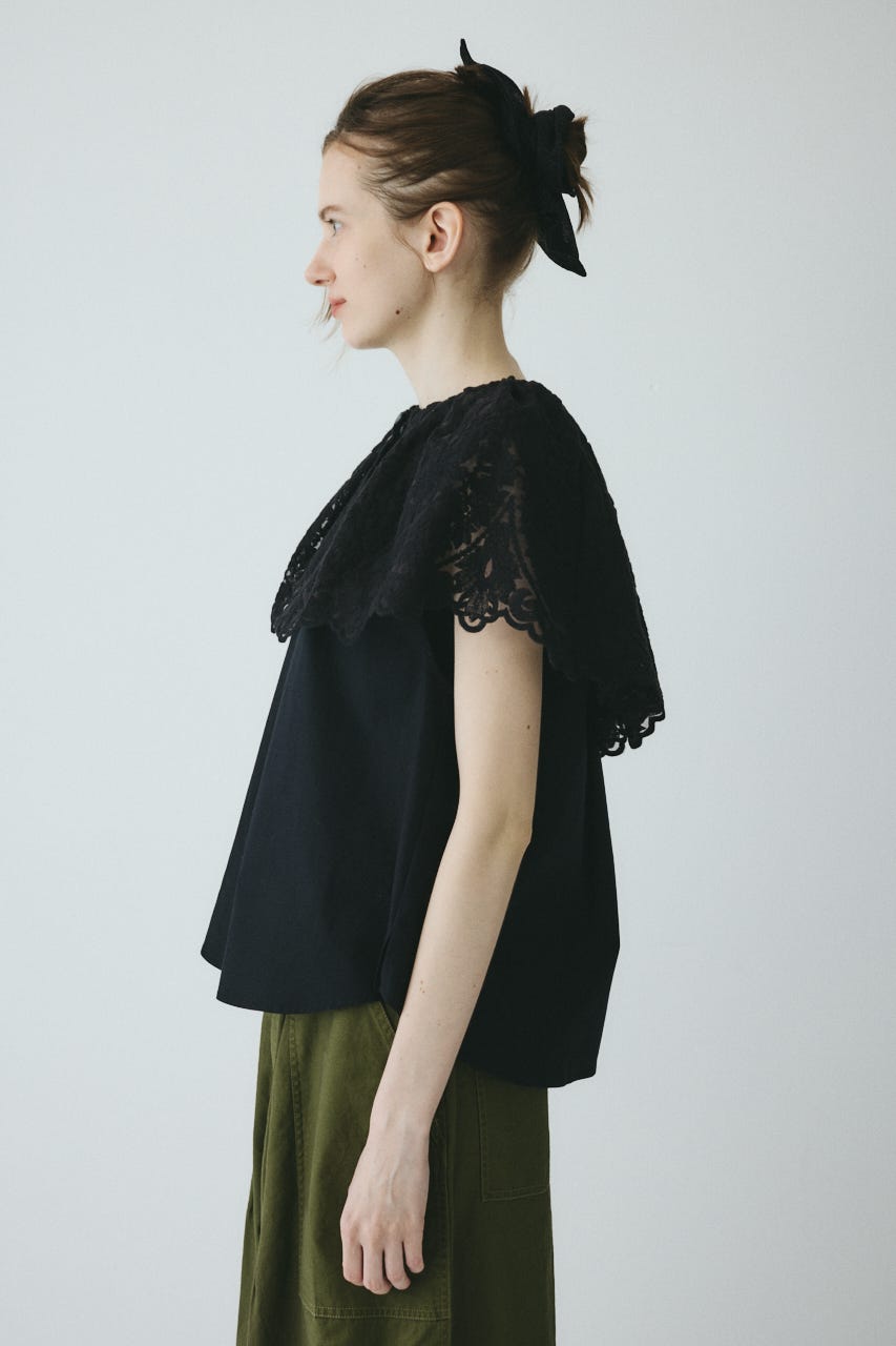 【ポイントアップ+4％対象商品】［予約］Lace cape blouse BLK FREE