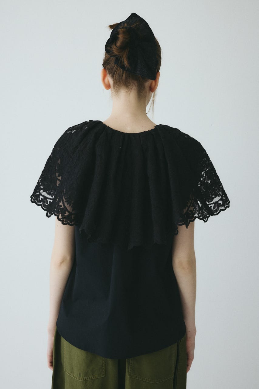 【ポイントアップ+4％対象商品】［予約］Lace cape blouse BLK FREE