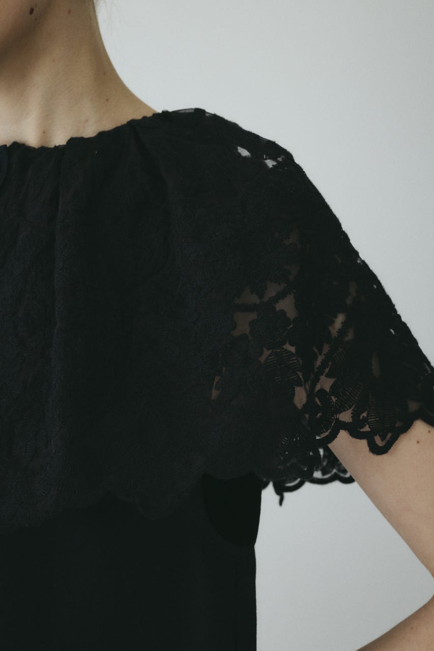 【ポイントアップ+4％対象商品】［予約］Lace cape blouse BLK FREE