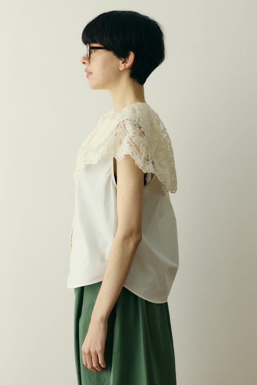 【ポイントアップ+4％対象商品】［予約］Lace cape blouse WHT FREE