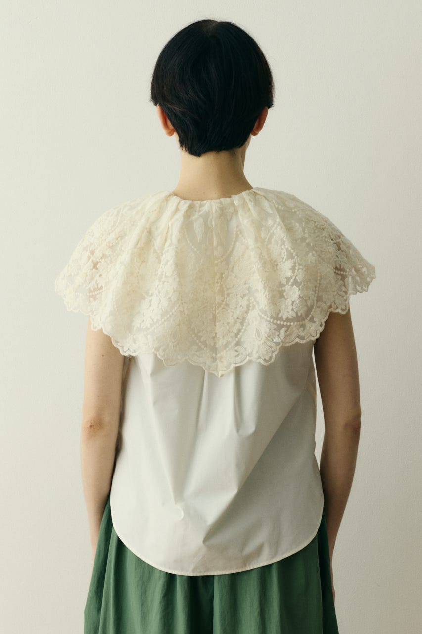 【ポイントアップ+4％対象商品】［予約］Lace cape blouse WHT FREE