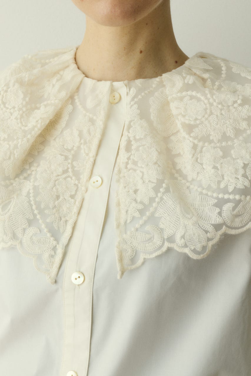 【ポイントアップ+4％対象商品】［予約］Lace cape blouse WHT FREE