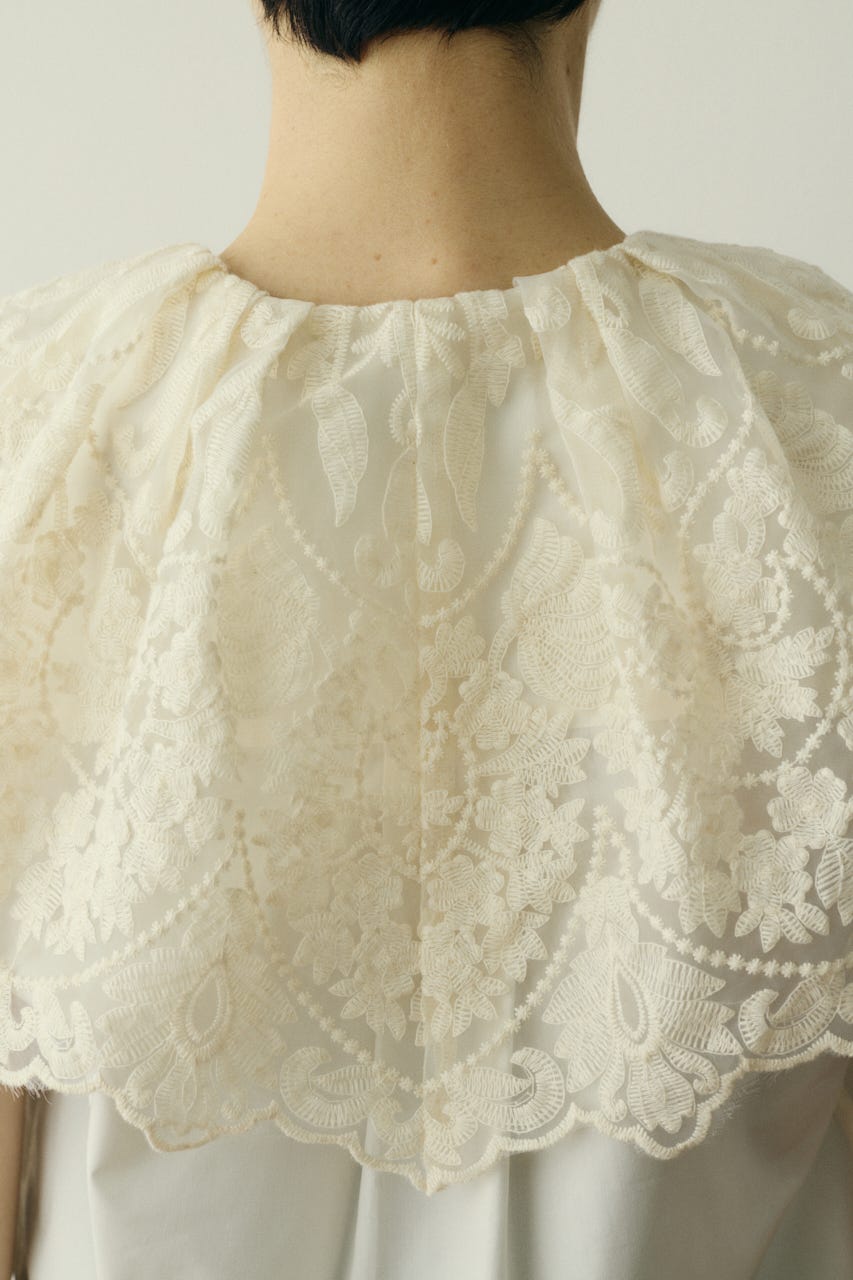 【ポイントアップ+4％対象商品】［予約］Lace cape blouse WHT FREE