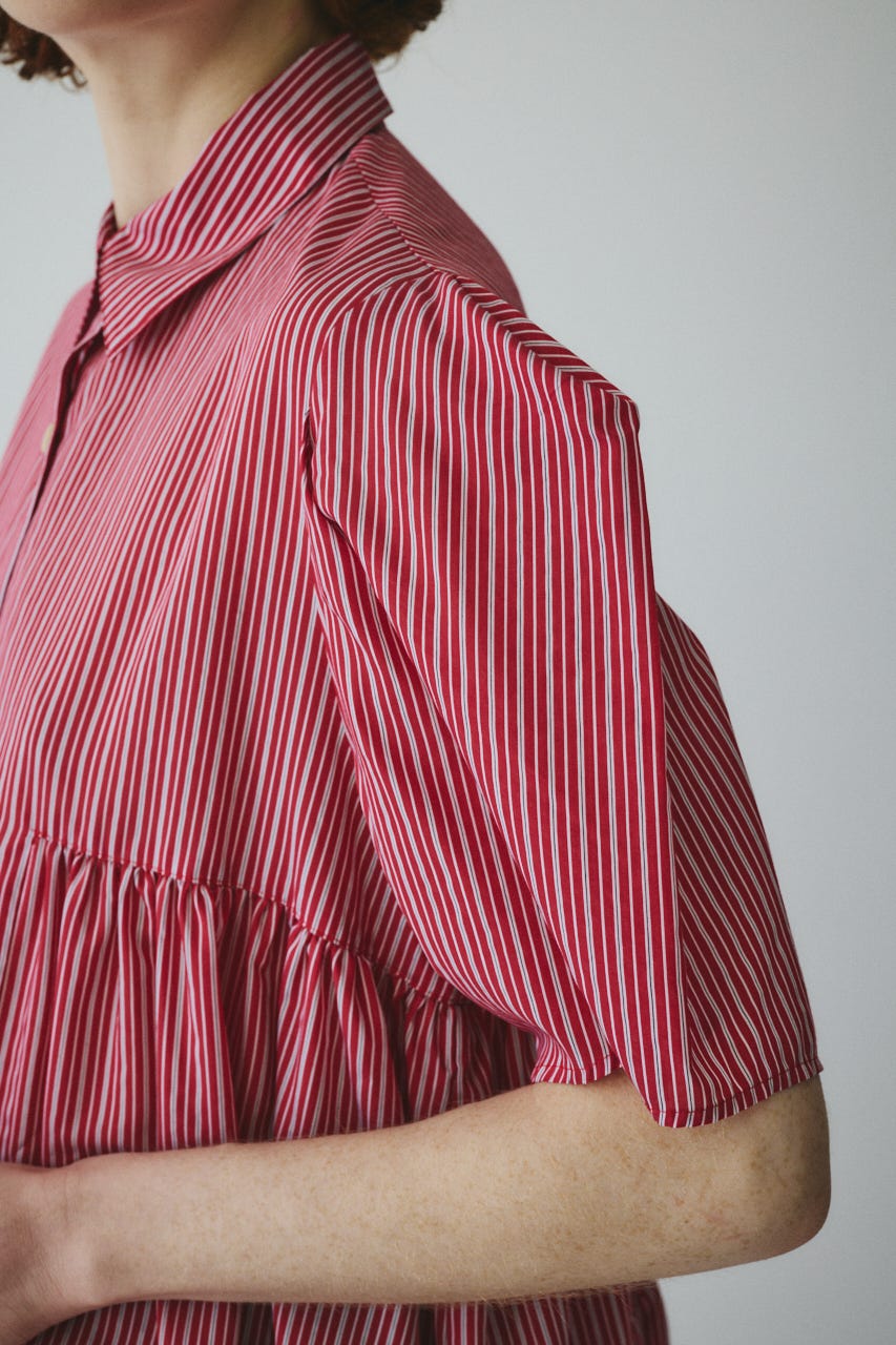 ［予約］Side gather A line shirt 柄RED FREE