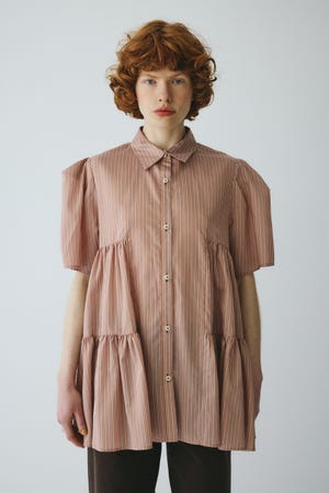 ［予約］Side gather A line shirt