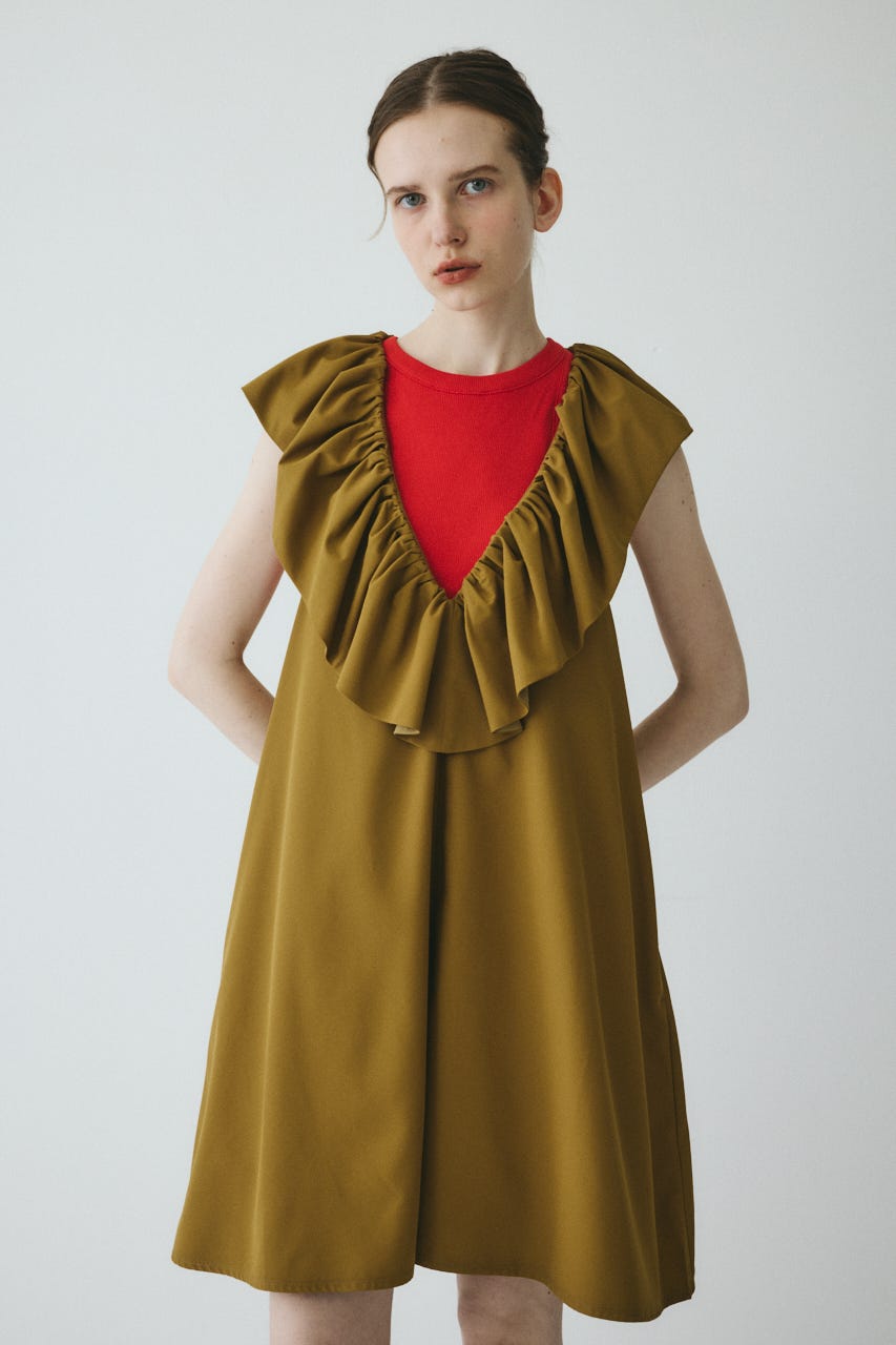【ポイントアップ+4％対象商品】［予約］V neck frill all in one BEG FREE