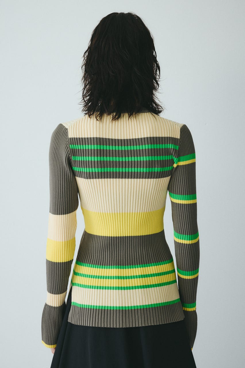 ［予約］Randam Border knit tops 柄GRY FREE