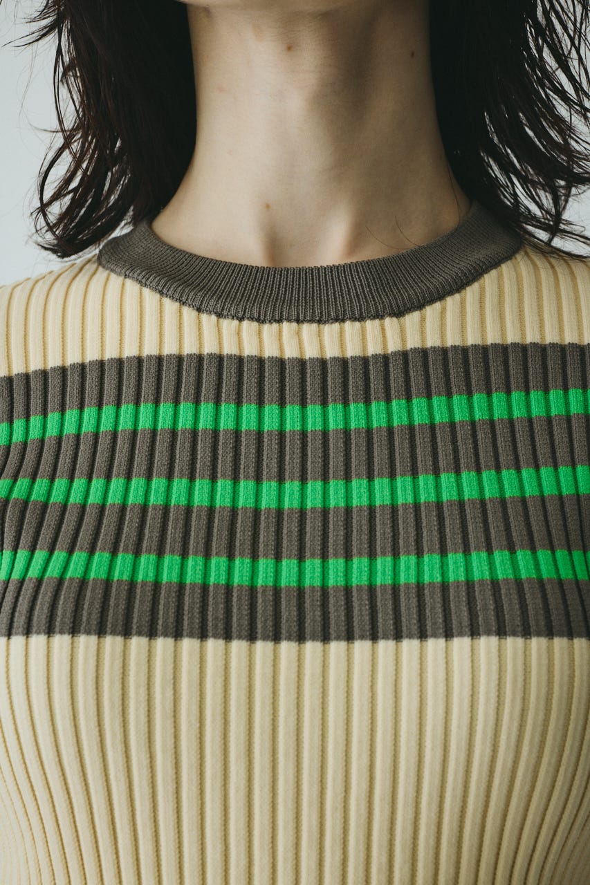 ［予約］Randam Border knit tops 柄GRY FREE