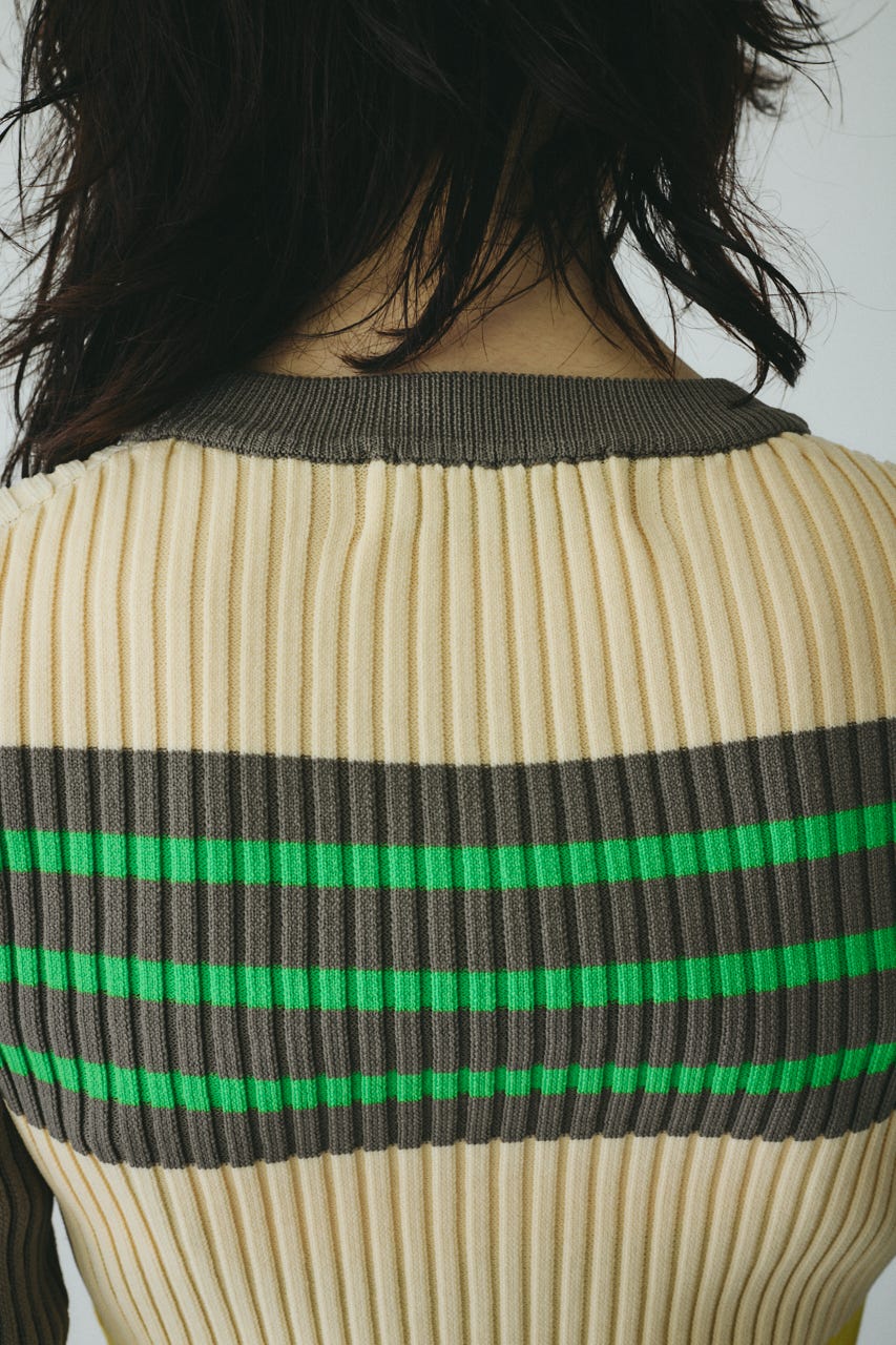 ［予約］Randam Border knit tops 柄GRY FREE