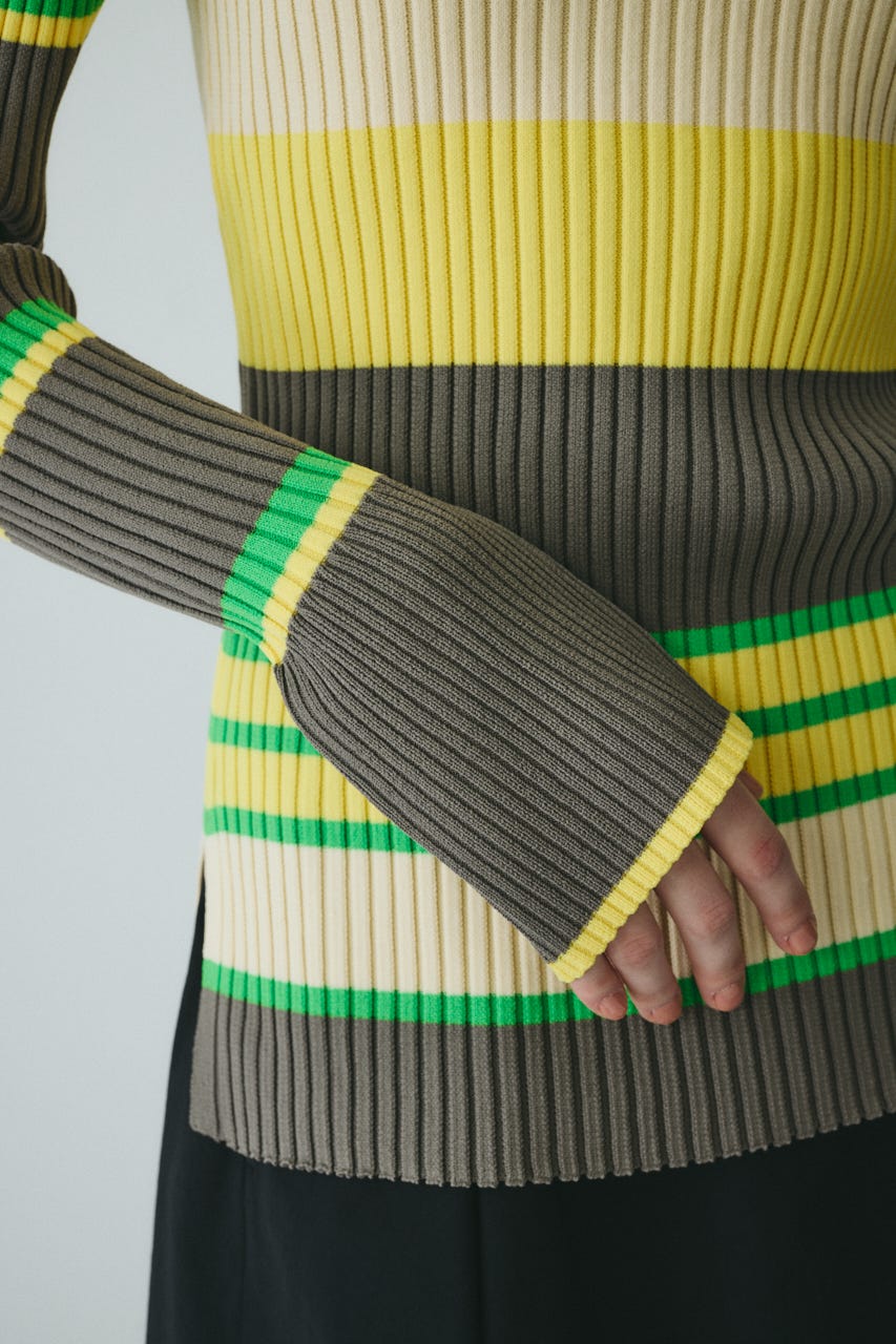 ［予約］Randam Border knit tops 柄GRY FREE