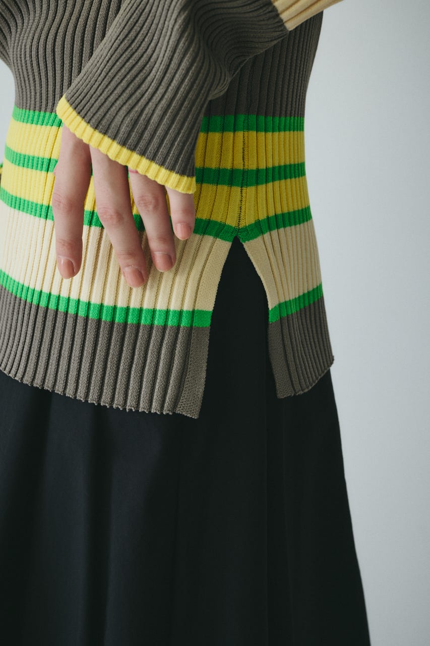 ［予約］Randam Border knit tops 柄GRY FREE