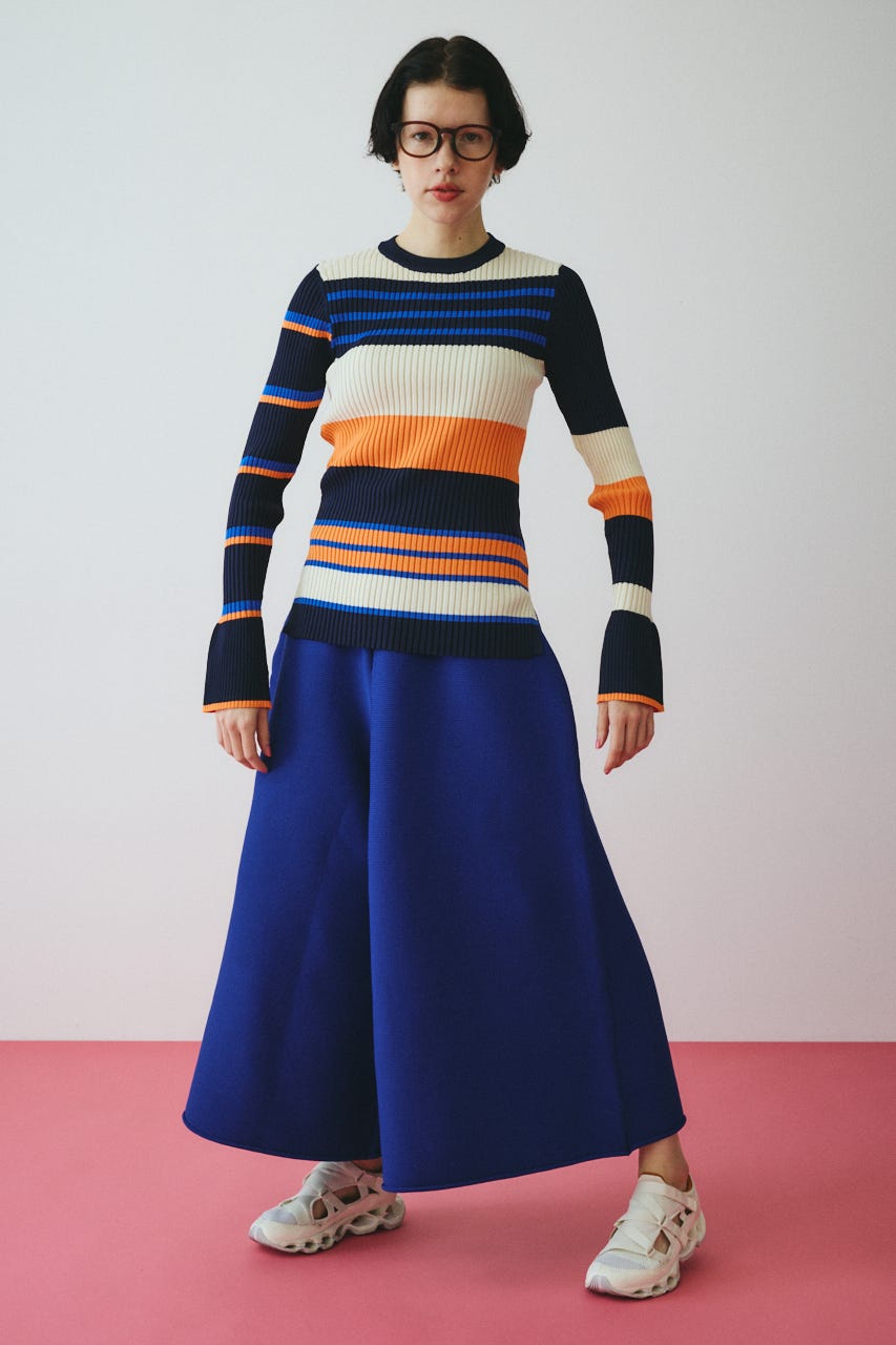 ［予約］Randam Border knit tops 柄NVY FREE