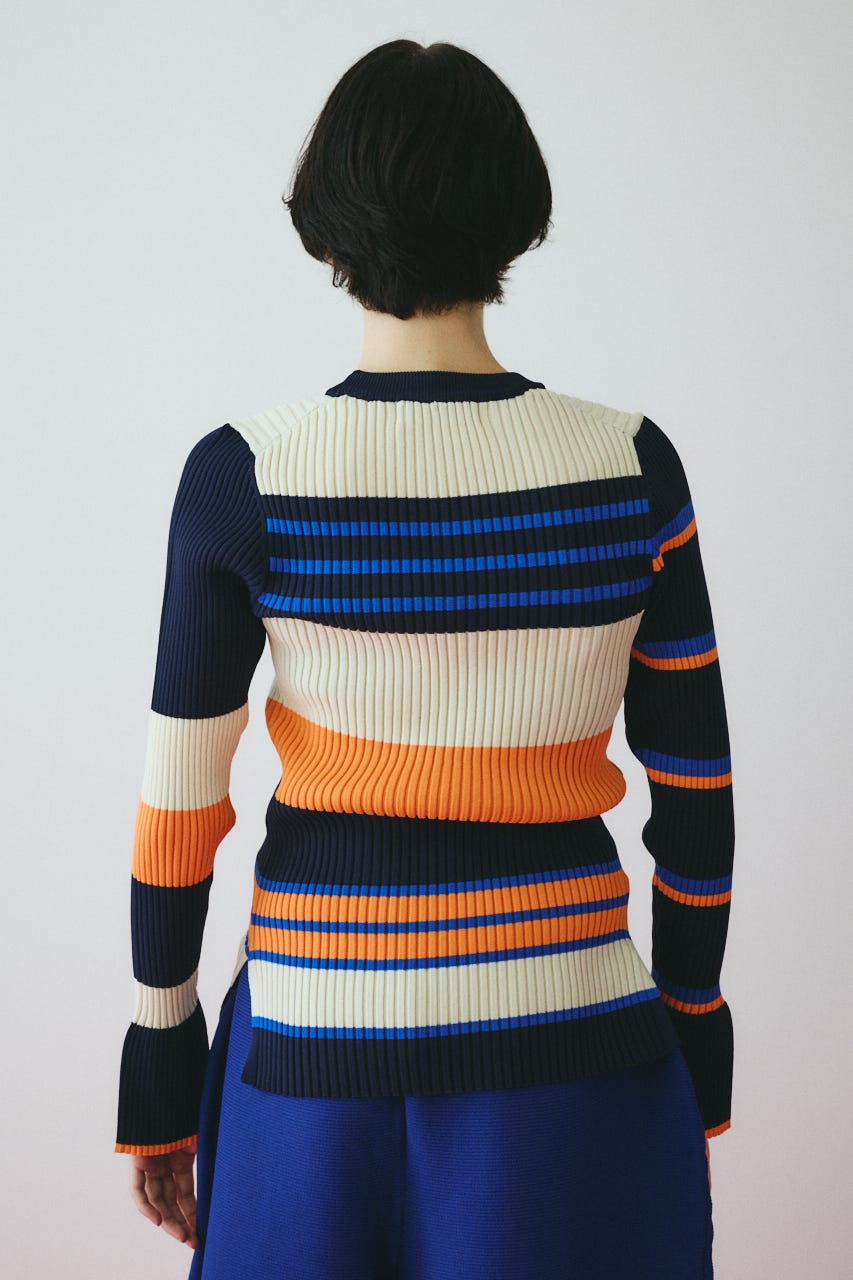 ［予約］Randam Border knit tops 柄NVY FREE