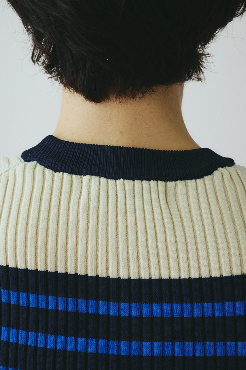 ［予約］Randam Border knit tops 柄NVY FREE