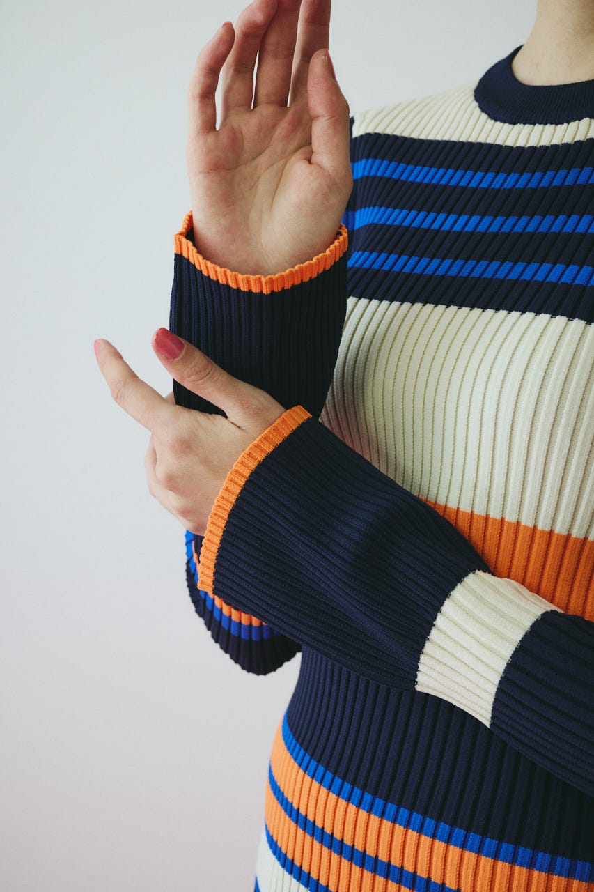 ［予約］Randam Border knit tops 柄NVY FREE