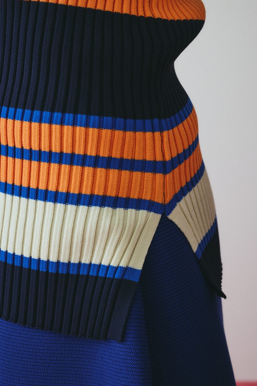 ［予約］Randam Border knit tops 柄NVY FREE