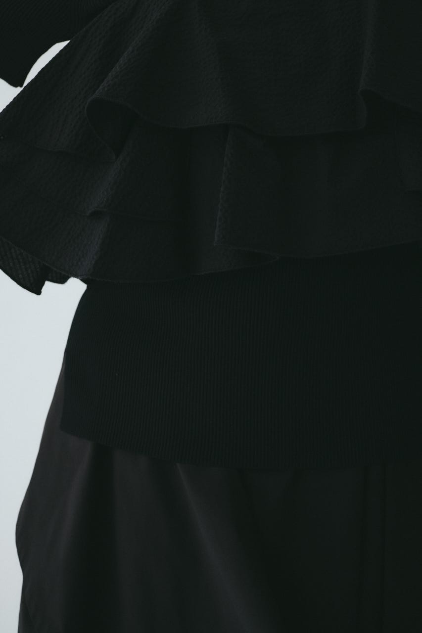 ［予約］Wave flare knit tops BLK FREE