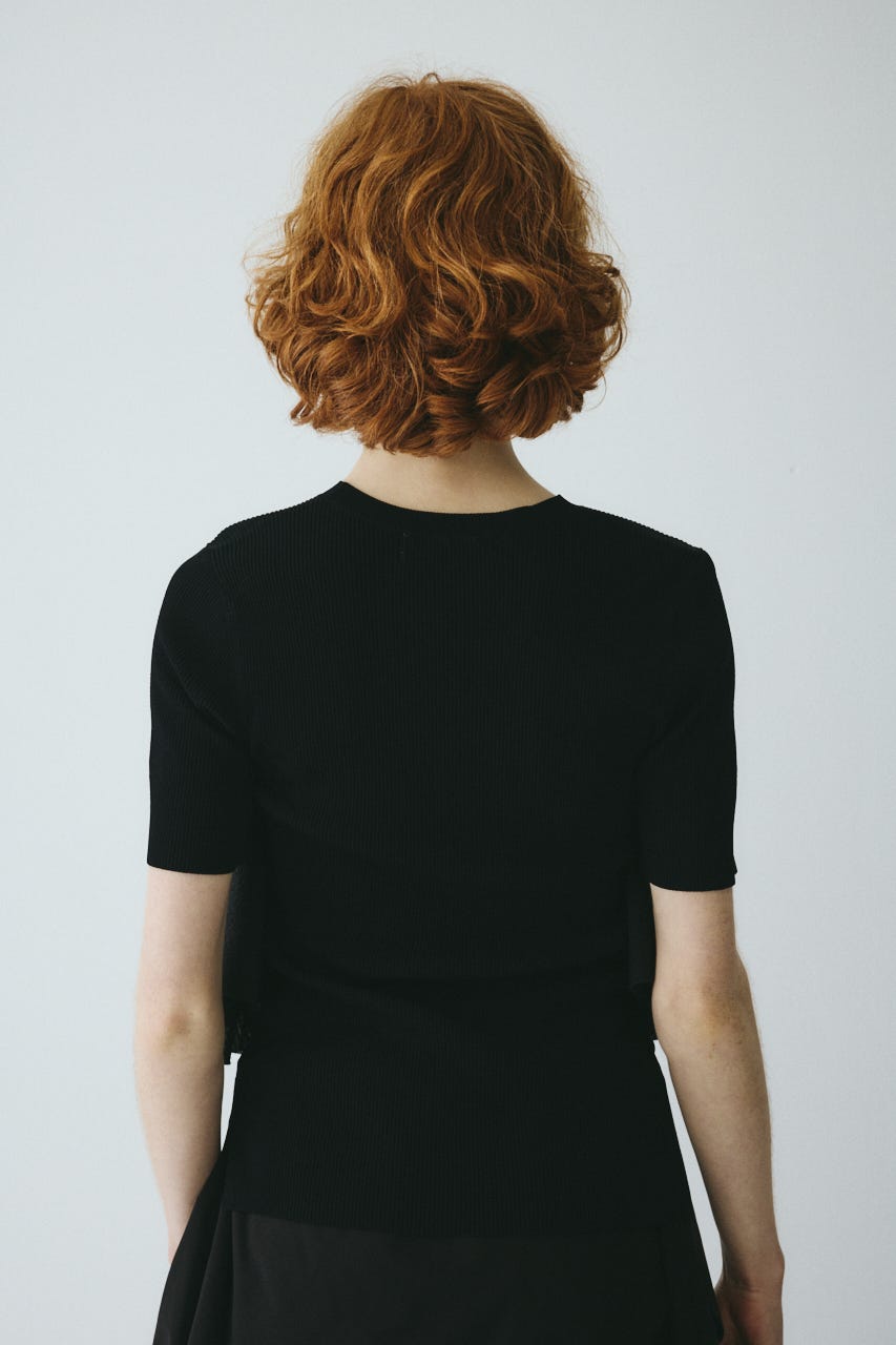 ［予約］Wave flare knit tops BLK FREE