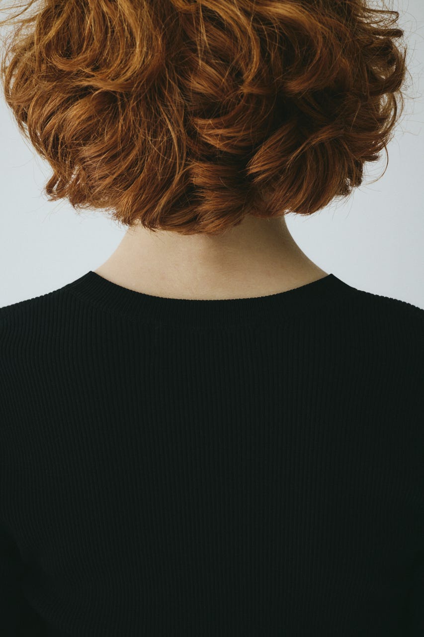 ［予約］Wave flare knit tops BLK FREE