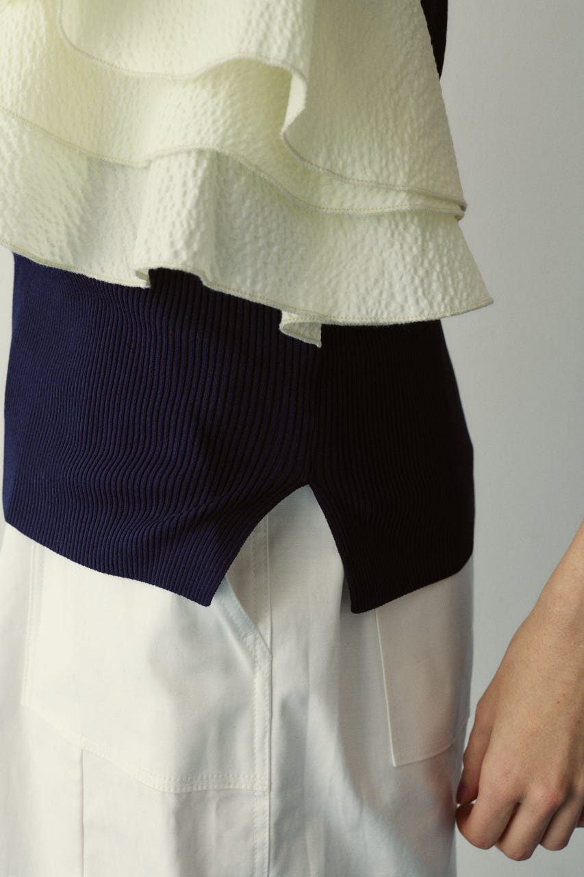 ［予約］Wave flare knit tops 柄NVY FREE
