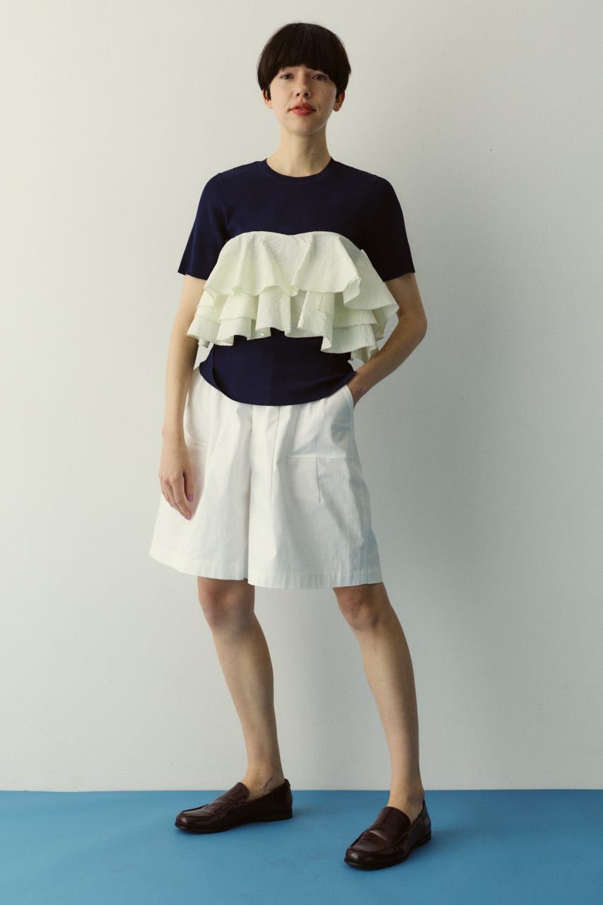 ［予約］Wave flare knit tops 柄NVY FREE