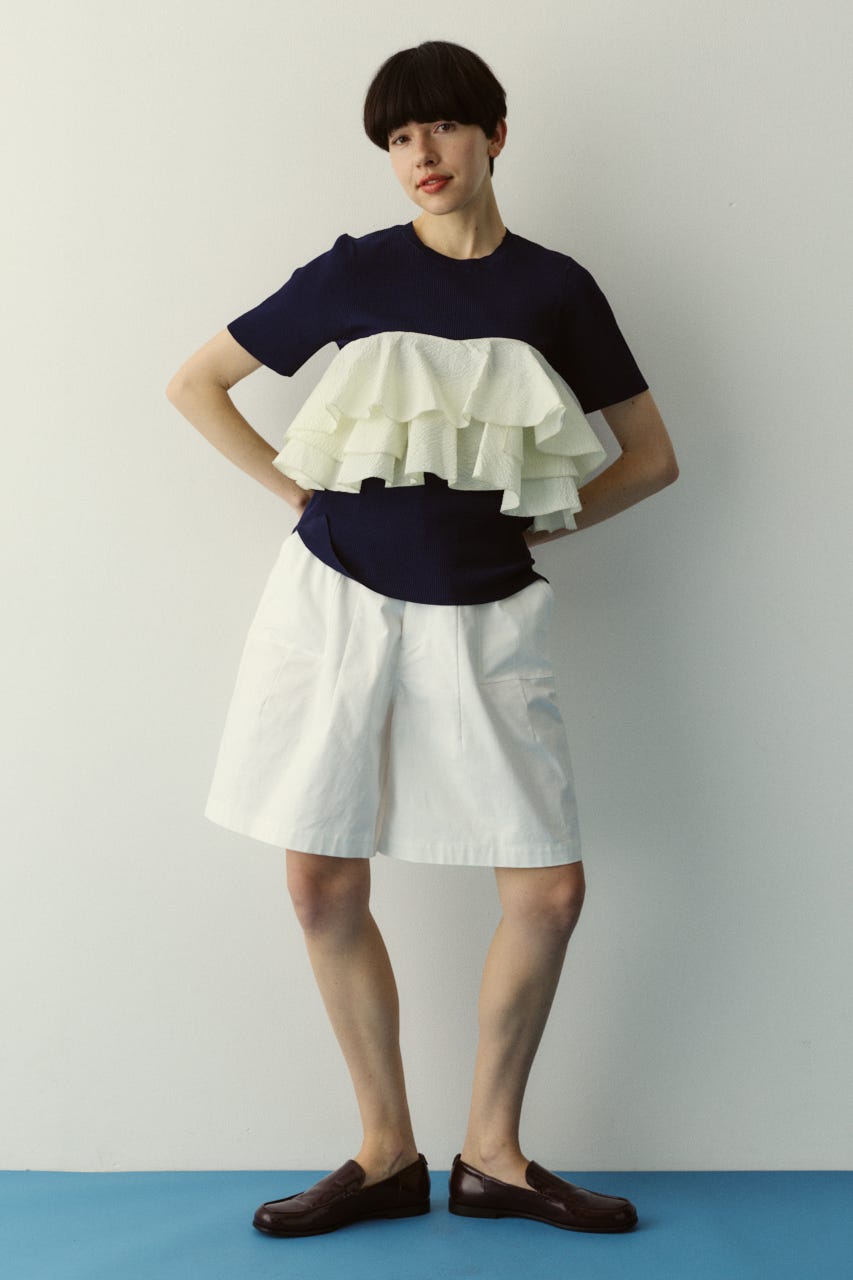［予約］Wave flare knit tops 柄NVY FREE