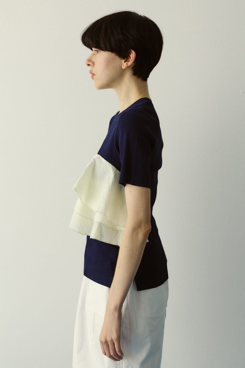 ［予約］Wave flare knit tops 柄NVY FREE