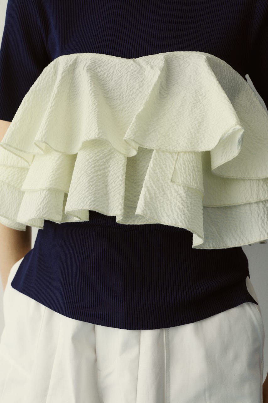 ［予約］Wave flare knit tops 柄NVY FREE