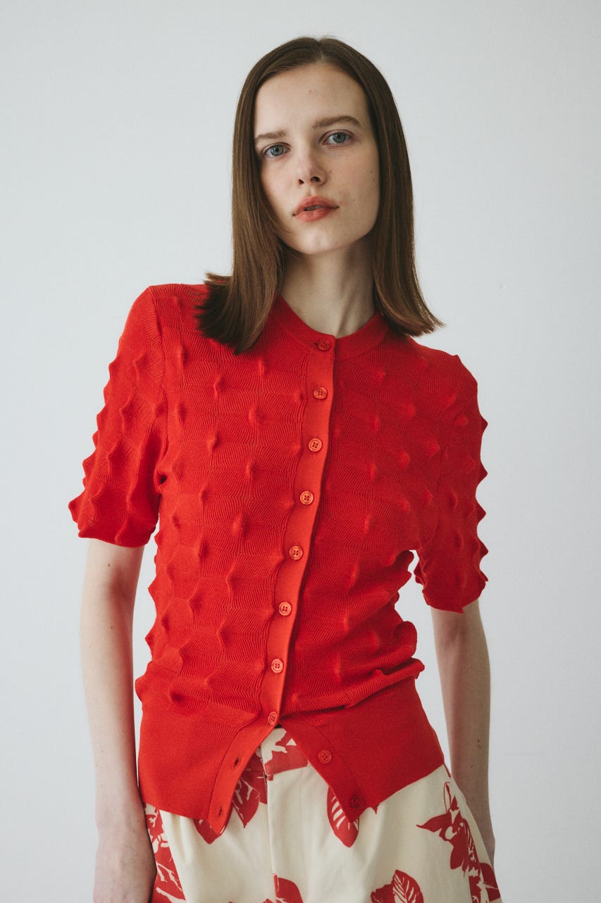 【ポイントアップ+4％対象商品】［予約］Pocopoco knit cardigan RED FREE