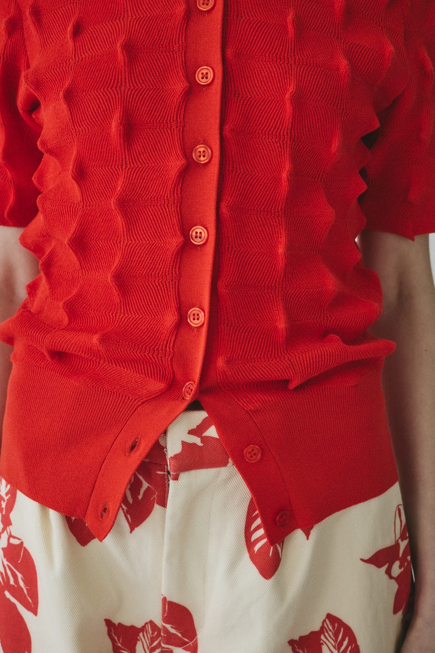 【ポイントアップ+4％対象商品】［予約］Pocopoco knit cardigan RED FREE