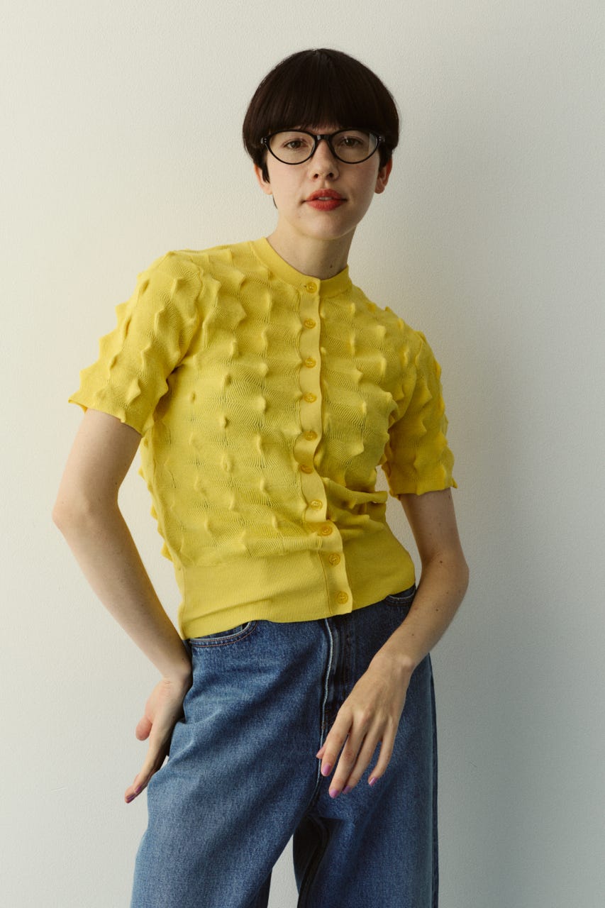【ポイントアップ+4％対象商品】［予約］Pocopoco knit cardigan YEL FREE