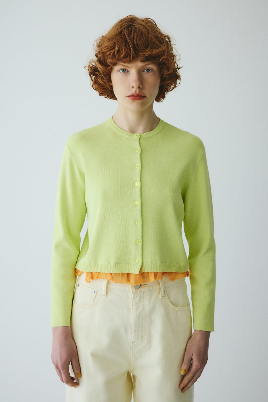 ［予約］Double hem knit cardigan YEL FREE