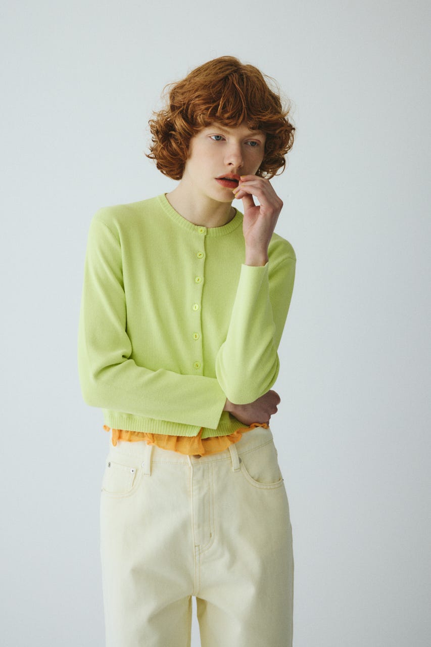 ［予約］Double hem knit cardigan YEL FREE