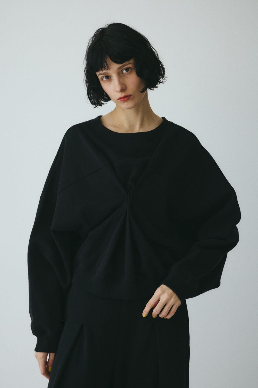 ［予約］Switching shoulder tops BLK FREE