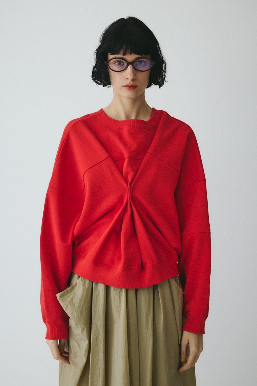 ［予約］Switching shoulder tops RED FREE