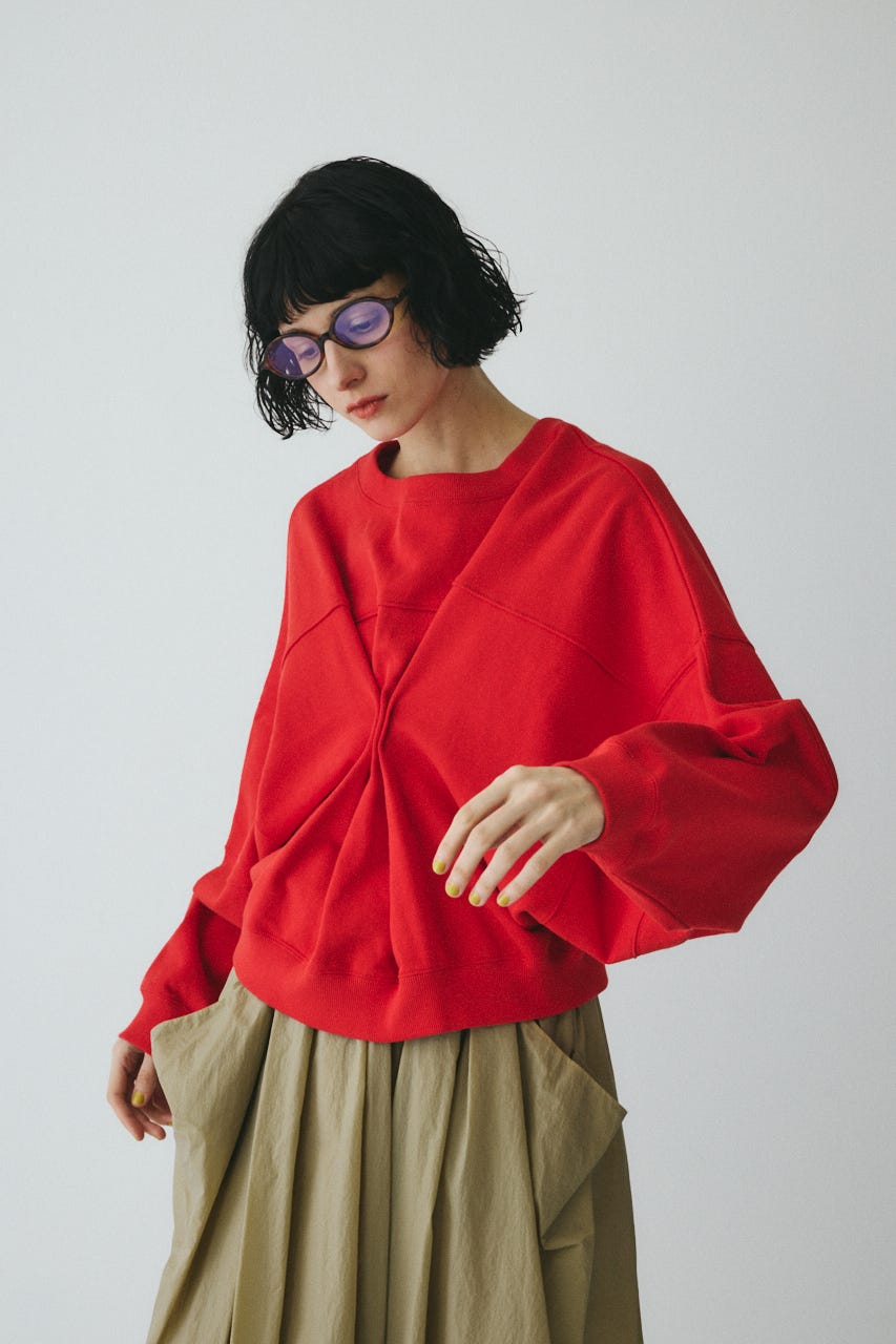 ［予約］Switching shoulder tops RED FREE