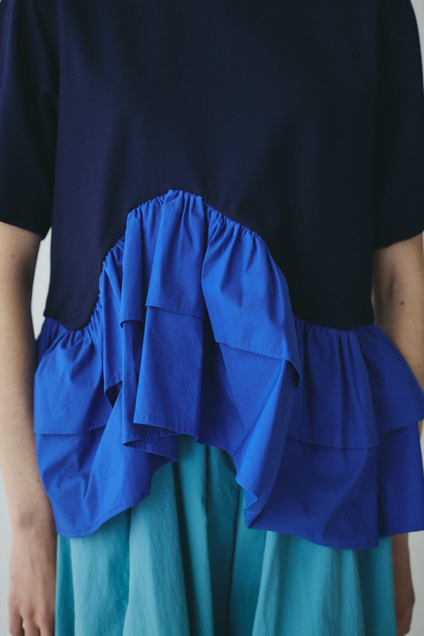 Frill hem ponte tops NVY FREE