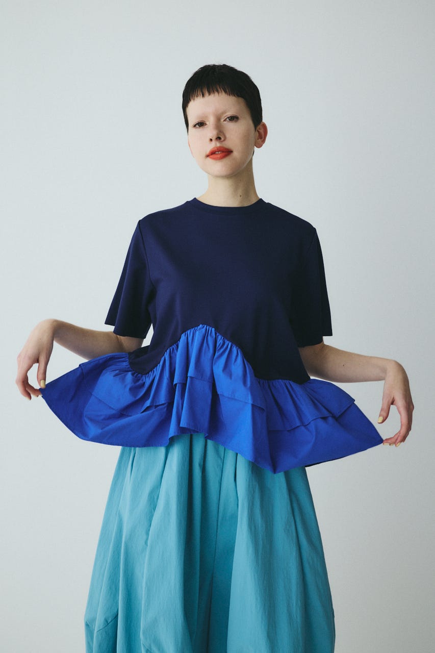 Frill hem ponte tops NVY FREE