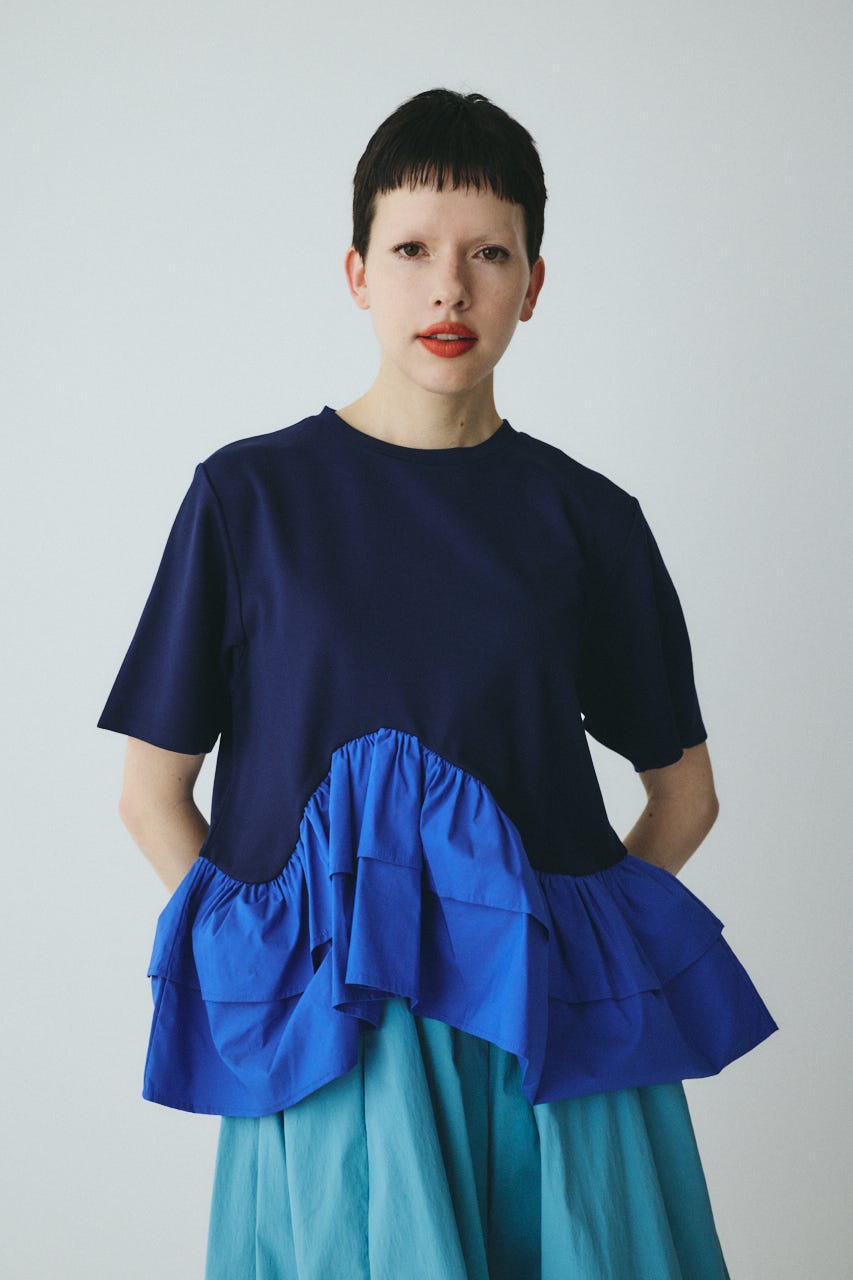 Frill hem ponte tops NVY FREE