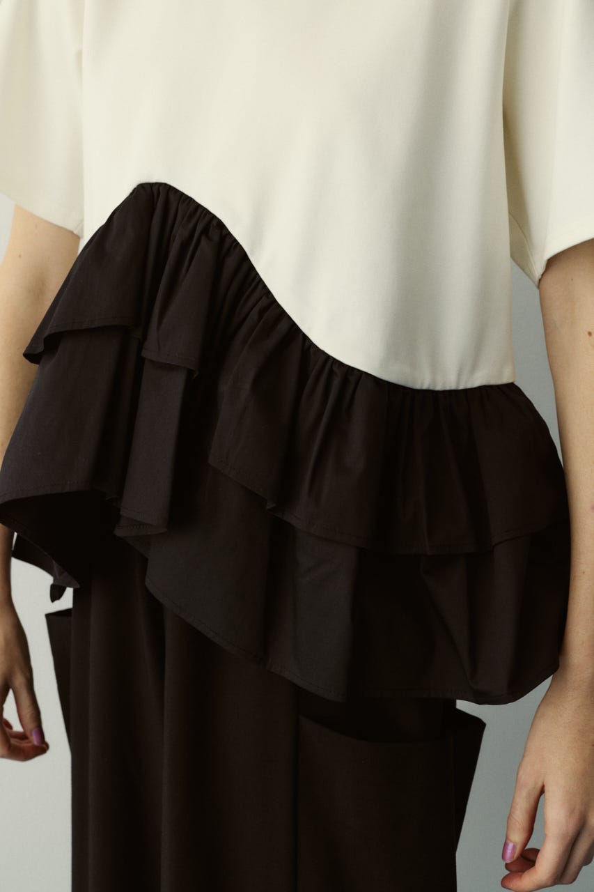 Frill hem ponte tops WHT FREE