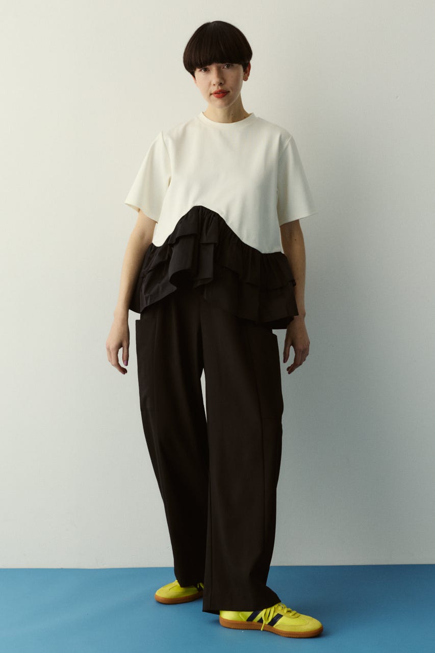 Frill hem ponte tops WHT FREE