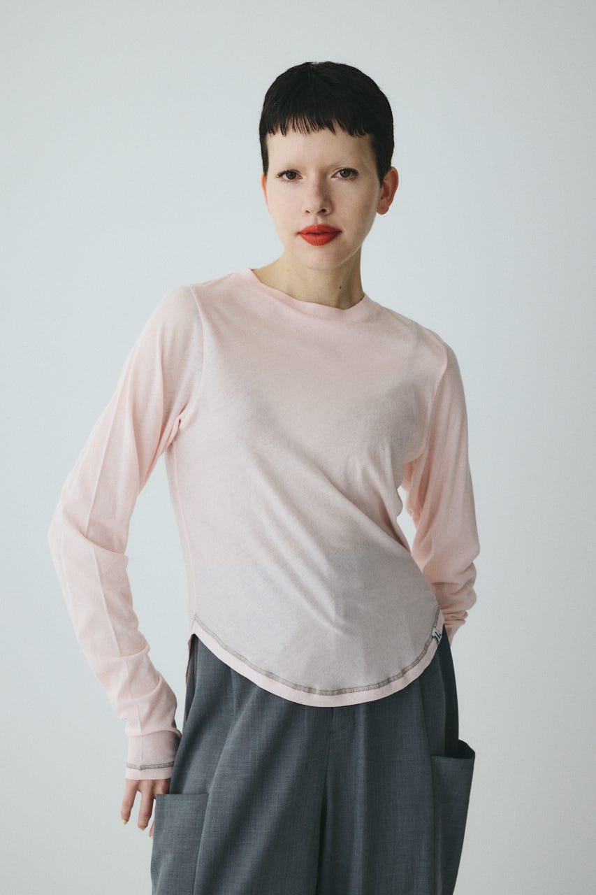 Sheer mellow tops L/PNK FREE